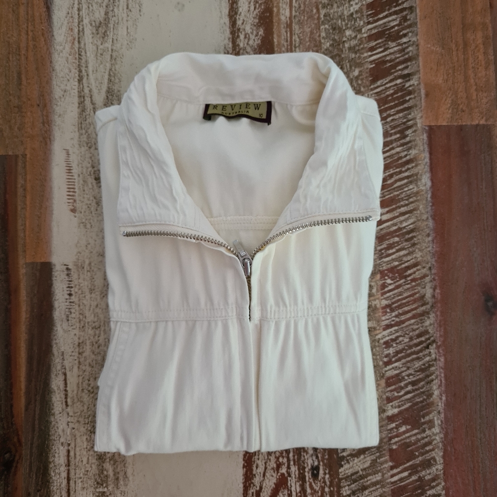 Review Vintage Ivory Long Sleeve Jacket Size 10 - Picture 4 of 14